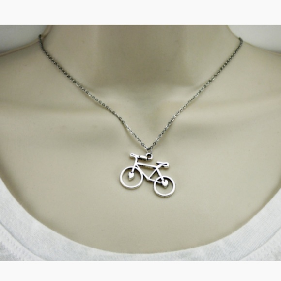 Antique Silver Bicycle Necklace - Picture 3 of 3